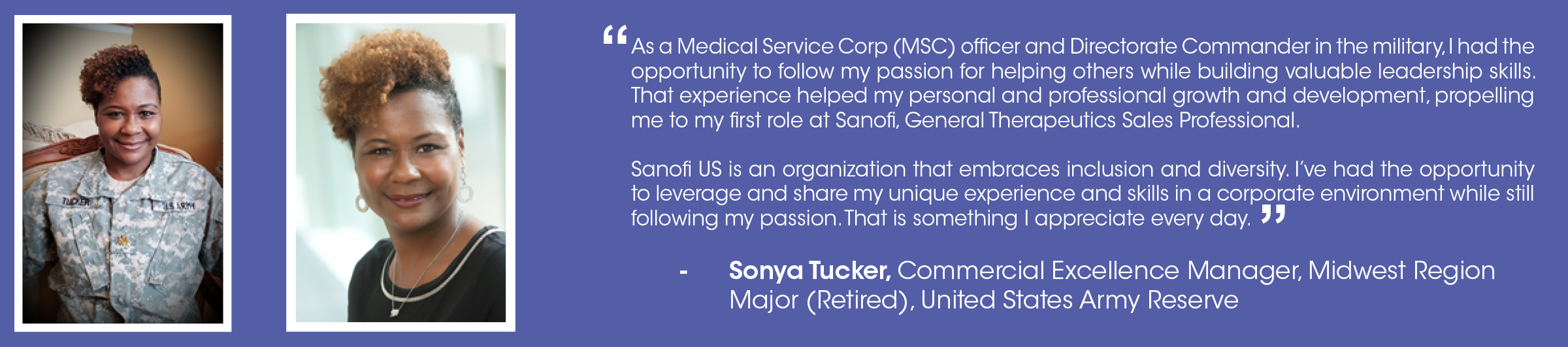 Sonya Tucker, Commercial Excellence Manager, Midwest Region, Major (Retired), US Army Reserve